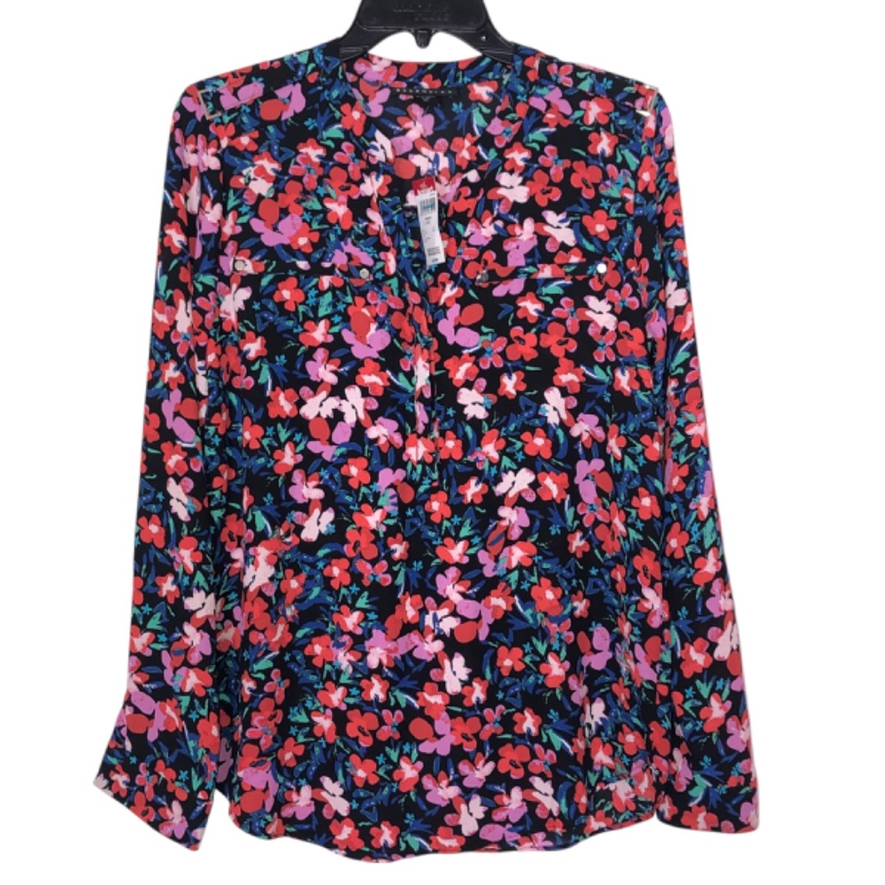 ATTENTION Floral Print Pullover Long Sleeve Blouse Size Small NWT